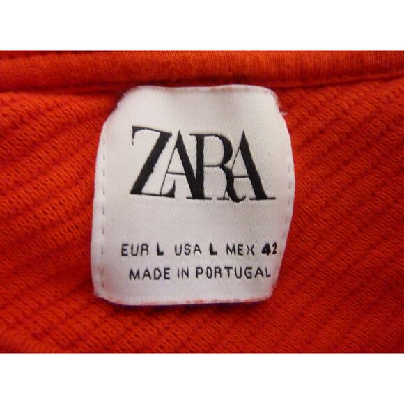 Zara Orange Diagonal Ribbed Textured Long Sleeve Top - Picture 6 of 7